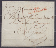 L. Datée 22 Décembre 1804 De BRUXELLES Pour GAND - Griffe Rouge "94/ BRUXELLES" - Port "3" - 1794-1814 (French Period)