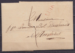 L. Datée 18 Décembre 1823 De LIEGE Pour ANVERS - Griffe "LUIK" - Port "4" (au Dos: Cachet Date Arrivée "12|19") - 1815-1830 (Dutch Period)