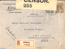 Netherlands 1917 Censored Letter From Utrecht To New York, Postal History, Censored Mail - Covers & Documents