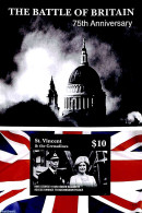 Saint Vincent 2015 The Battle Of Britain S/s, Mint NH, History - Kings & Queens (Royalty) - World War II - Familias Reales