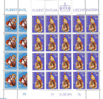 Liechtenstein 1976 Europa 2 M/s, Mint NH, History - Nature - Europa (cept) - Poultry - Art - Art & Antique Objects - Ungebraucht