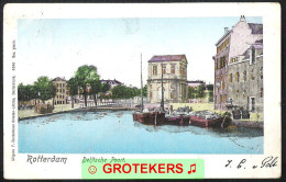 ROTTERDAM Delftsche Poort 1901 Binnenschepen / Péniches Bij Schuine Lichtinval Kleuren De Ramen Goud. - Rotterdam
