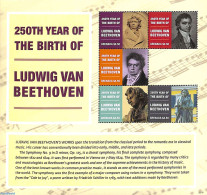 Grenada 2020 Ludwig Von Beethoven 5v M/s, Mint NH, Performance Art - Music - Art - Composers - Music