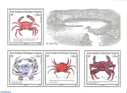 French Antarctic Territory 2021 Crabs 4v M/s, Mint NH, Nature - Shells & Crustaceans - Crabs And Lobsters - Nuevos