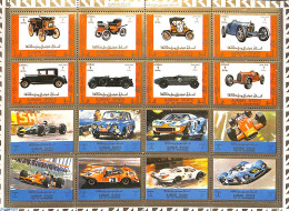 Ajman 1973 Automobiles & Autosport 16v M/s, Mint NH, Sport - Transport - Autosports - Automobiles - Voitures