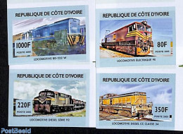 Ivory Coast 2006 Locomotives 4v, Imperforated, Mint NH, Transport - Railways - Unused Stamps