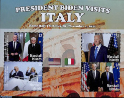 Marshall Islands 2022 President Biden Visits Italy 4v M/s, Mint NH, History - American Presidents - Politicians - Other & Unclassified