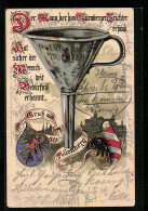 Lithographie Nürnberg, Nürnberger Trichter, Stadt Und Wappen  - Used Stamps