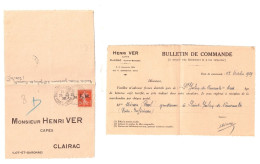 CHATEAUBRIAND Carte Lettre Formule PRIVEE CAFES VER Cde Clairiac Lot Et Garonne 10c Semeuse FM Yv 5 Exp Gendarme Ob 1929 - 1921-1960: Moderne