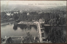 Cpa 24 Dordogne, TERRASSON, Le Vieux Pont Et La Plaine De Pontour, éd Trèfle Collas, écrite En 1908 - Terrasson-la-Villedieu