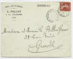 N° 138 LETTRE ENTETE HOTEL CAFE DE COMMERCE CAMP DE LA VALBONNE AIN SANS DATEUR A COTE DU TIMBRE 1913 - Lettres & Documents