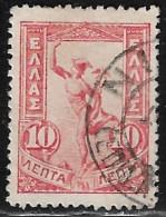GREECE Cancellation ΝΙΑΤΑ (ΕΠΙΔ. ΛΗΜΗΡΑΣ) Type V On Flying Hermes 10 L Red Vl. 183 - Used Stamps