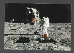 Moonwalk 1969 Astronaut Edwin Aldrin Photo Card Maanlanding Htje - Astronomía