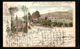 Lithographie Freiburg I.B., Panorama  - Freiburg I. Br.