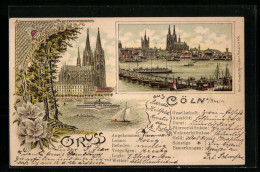Lithographie Cöln A. Rhein, Flusspartie Mit Dom  - Köln