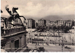 CARTOLINA PALERMO PIAZZA CASTELNUOVO CON ANNULLO TARGHETTA GIULIO CESARE AUGUSTUS - Palermo