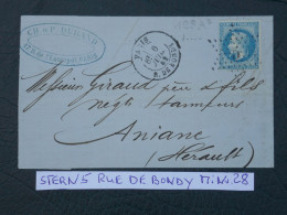FRANCE BELLE LETTRE RR 1863 ETOILE DE PARIS N°5 BONDY    A   ANIANE +N°29 + AFF. INTERESSANT+DP9 - 1849-1876: Klassik
