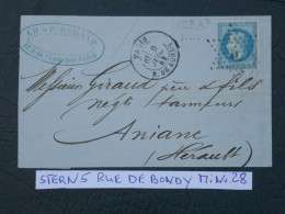 FRANCE BELLE LETTRE RR 1863 ETOILE DE PARIS N°5 BONDY    A   ANIANE +N°29 + AFF. INTERESSANT+DP9 - 1849-1876: Classic Period