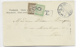 TAXE 10C+15C TRIANGLE DE PARIS SUR CARTE ALSACE GERMANIA 5C COSTUME ALSACIENS - 1859-1959 Cartas & Documentos