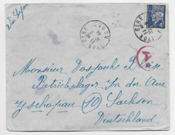 FRANCE PETAIN 4FR SEUL LETTRE COVER BRIEF  LYON GARE 30.8.1944 RHONE POUR SACHSEN GERMANY CENSURE AE - WW II