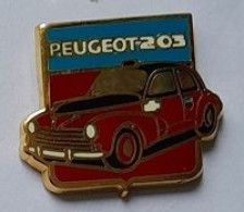 Pin' S  Automobiles  PEUGEOT  203  Rouge  Signé  HELIUM - Peugeot