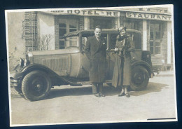 Petite Photo à Verneuil En Route Pour Saint Brieuc En 1934 - Belle Voiture    MAI24-16 - Coches