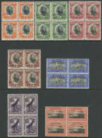 Tonga 1923 SG64-70 King George II And Scenes Ovpts Blocks Set MNH - Tonga (1970-...)