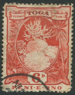 Tonga 1897 SG47a 6d Coral #1 FU - Tonga (1970-...)