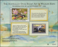 Australia Cinderella Ducks 1992 Duck Stamp Art And Wildlife Expo MS MNH - Cinderellas