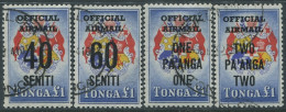 Tonga Official 1967 SGO22-O25 Coat Of Arms Overprints Set FU - Tonga (1970-...)