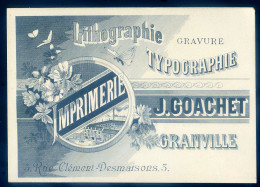 Publicité Carte De Visite à Granville Lithographie Gravure Typographie Imprimerie Rue Clément Desmaisons N° 3  MAI24-16 - Visitekaartjes