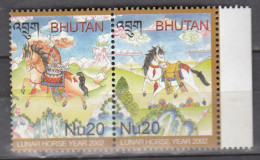 BHUTAN, 2002, Chinese New Year - Year Of The Horse, Setenant,  MNH, (**) - Bhoutan