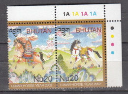 BHUTAN, 2002, Chinese New Year - Year Of The Horse, Setenant, TL,   MNH, (**) - Bhoutan