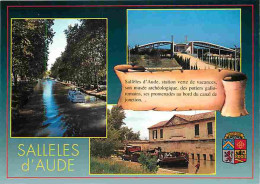 11 - Salleies D'Aude - Multivues - Le Canal, Le Musée, L'Ecluse - Péniche - Blasons - Carte Neuve - CPM - Voir Scans Rec - Salleles D'Aude