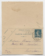 ENTIER 25C SEMEUSE CARTE LETTRE AMBULANT VERSAILLES A PARIS RD 1923 POUR LE VAR - Spoorwegpost
