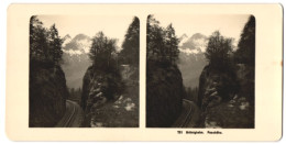 Stereo-Fotografie Blick Auf Die Gleise Der Schamlspurbahn Brünigbahn, Passhöhe Mit Blick Auf Die Alpen  - Stereoscoop