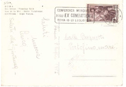 CARTOLINA ROMA RUPE TARPEA CON ANNULLO TARGHETTA EX COMBATTENTI - 1946-60: Marcofilia