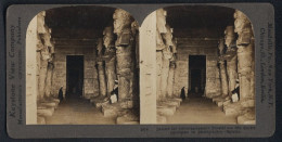 Vue Stéréoscopique-Photo Keystone View Co., London,  Vue De Abu Simbel, Blick In Das Innere Des Tempels  - Stereoscopio