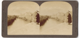 Stereo-Fotografie M. E. Wright, Burnley, Ansicht Palästina, Partie Am Jordan Im Gelobten Land  - Stereoscoop