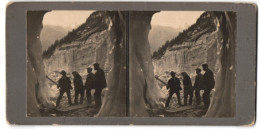 Stereo-Fotografie Unbekannter Fotograf, Ansicht Grindelwald, Bergsteiger Am Eingang Des Grindelwaldgletscher  - Photos Stéréoscopiques