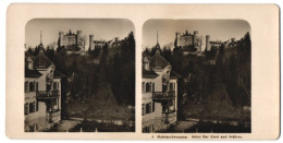 Stereo-Fotografie NPG, Ansicht Hohenschwangau, Hotel Zur Liesel Und Blick Zum Schloss  - Stereoscopic