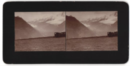 Vue Stéréoscopique-Photo Photographe Inconnu,  Vue De Chamonix-Mont-Blanc, Train De Montagne Am Charmonix  - Stereo-Photographie