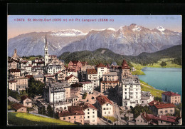 AK St. Moritz-Dorf, Teilansicht Mit Piz Languard  - Otros & Sin Clasificación