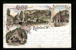 Lithographie Rübeland, Höhlenmuseum, Eingang Zur Hermannshöhle, Ortsansicht  - Autres & Non Classés