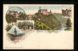 Lithographie Rochsburg, Eingang I. D. Schloss, Torhaus, Pulverturm  - Otros & Sin Clasificación