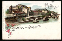 Lithographie Dresden, Gasthof Helbigs Etablissement An Der Elbe  - Dresden