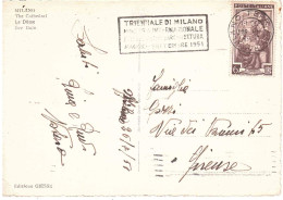 CARTOLINA MILANO DUOMO CON ANNULLO TARGHETTA TRIENNALE MILANO - 1946-60: Poststempel