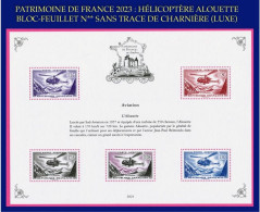 PATRIMOINE DE FRANCE 2023 - BLOC-FEUILLET DE 5 TIMBRES : HÉLICOPTÈE ALOUETTE - Ongebruikt