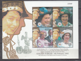 BHUTAN, 2002, The 50th Anniversary Of The Reign Of Queen Elizabeth II, SHEETLET,   MNH, (**) - Bhután