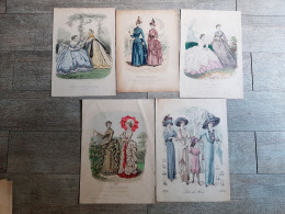 5 Grandes Gravures De Mode Journal Des Demoiselles Mode Illustrée Gravure Ancienne - Fashion